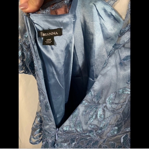 NEW‎ $208 BRIANNA Embellished Mesh Gown in Blue - Picture 7 of 8